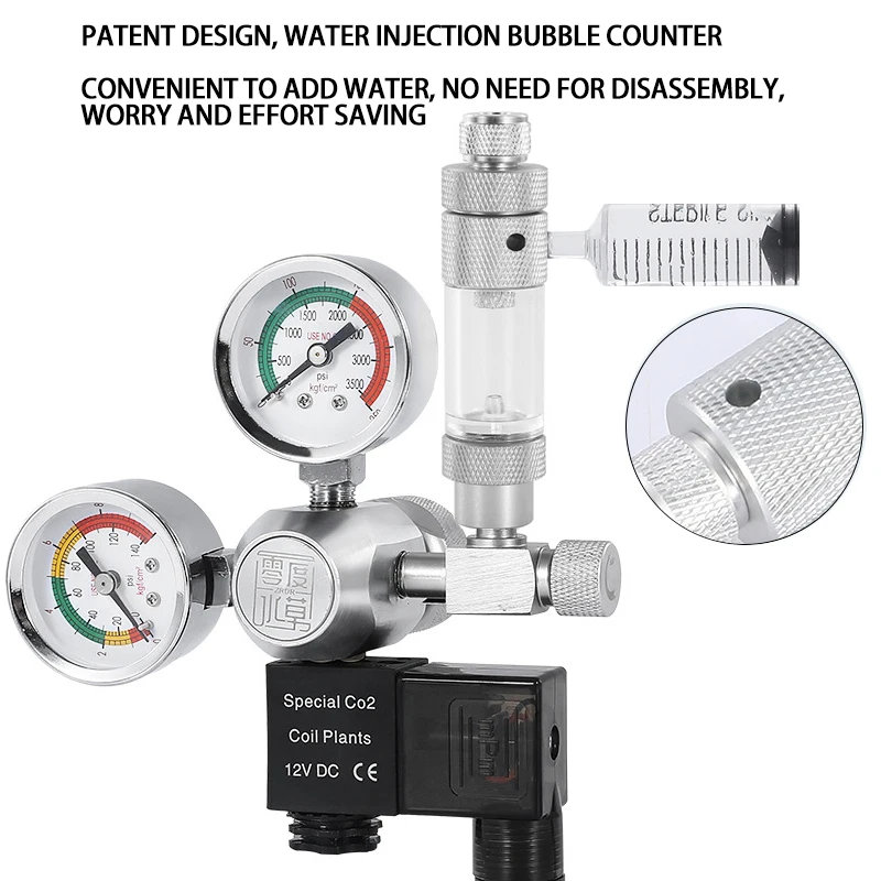 Aquarium CO2 bubble meter Water injection version CO2 regulator Generator reaction System fish tank CO2 equipment accessories