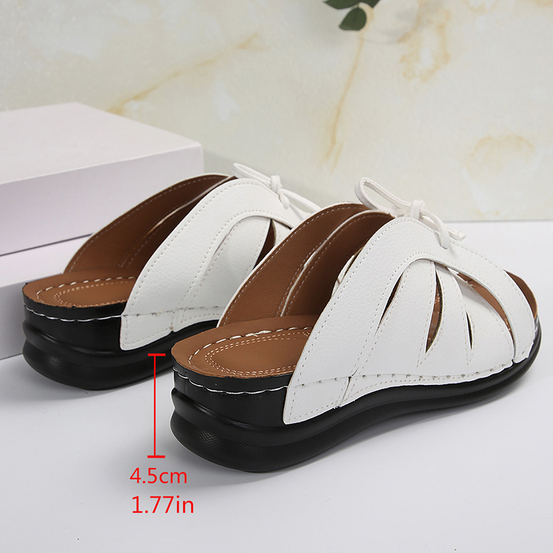 2025 new Vintage Lucyever Knowknot Platform Slides Shoe Women Lightweight White Wedge Slippers Woman Soft Sole Beach Sandals Female 43 63e9