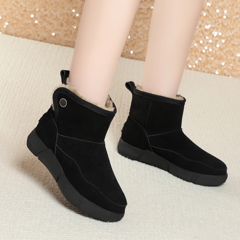 AIYUQI Women Snow Boots Genuine Leather 2024 New Winter Flat Non Slip Women's Short Boots Thick Wool Warm Women's Winter Boots
