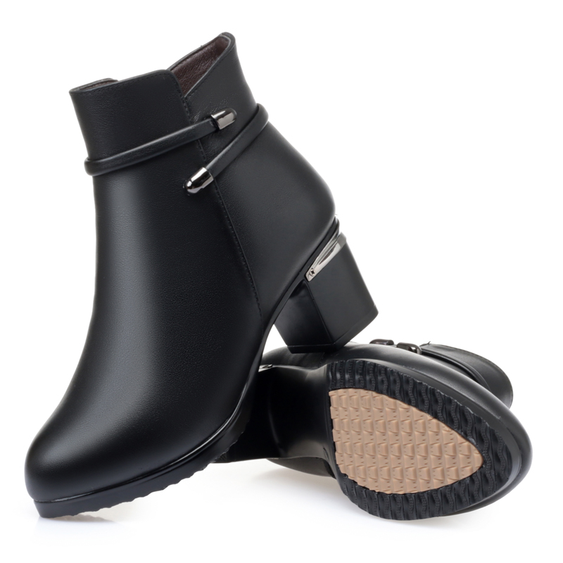 Ankle AIYUQI High Heels 2024 Winter New Genuine Leather Short Boots Warm Wool Booties Women 7bc3