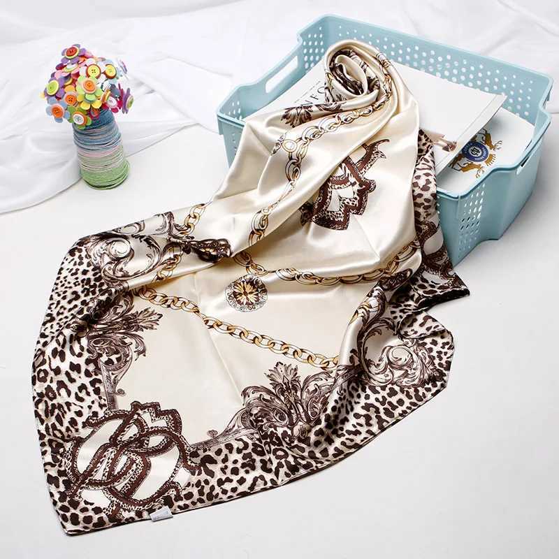 90cm silk square scarf with satin ribbon print scarf fashionable womens hair shawl bag Fem collar headscarf X250319