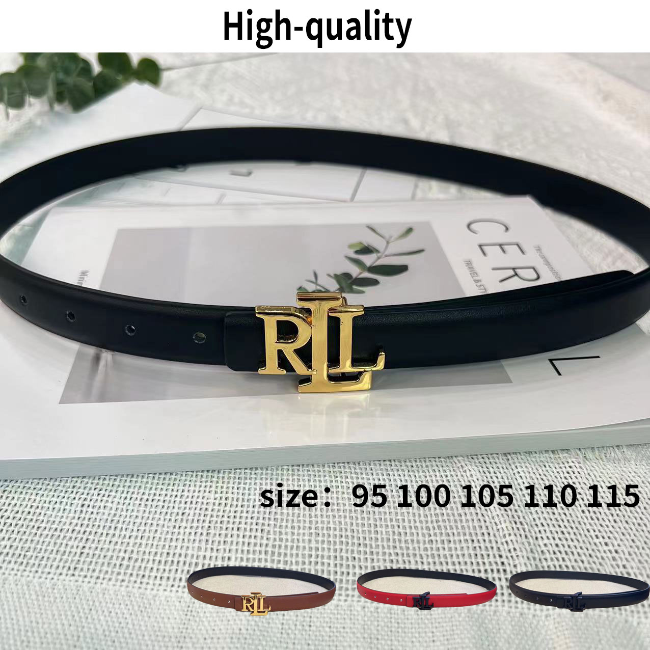 Fashion jeans belt classic luxury designer RLL belt women with box