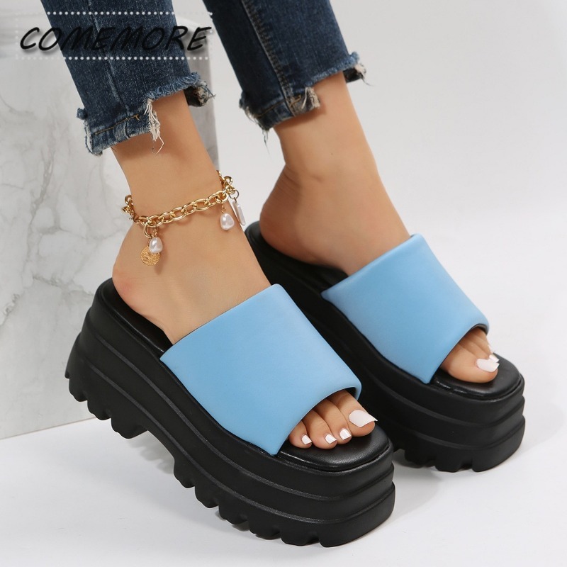 2024 New Summer Spring Brand New Women Platform Sandals Black Chunky Platform Wedges Slipper Sandals Fashion Round Head Outside