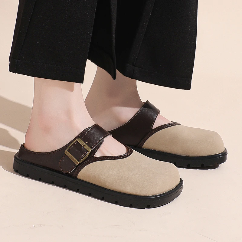 Mules Women Shoes Slippers Square Toe Flats Summer Designer Casual Outdoor Sandals 2024 New Cozy Flip ps atos Mujer Slides 3a9c