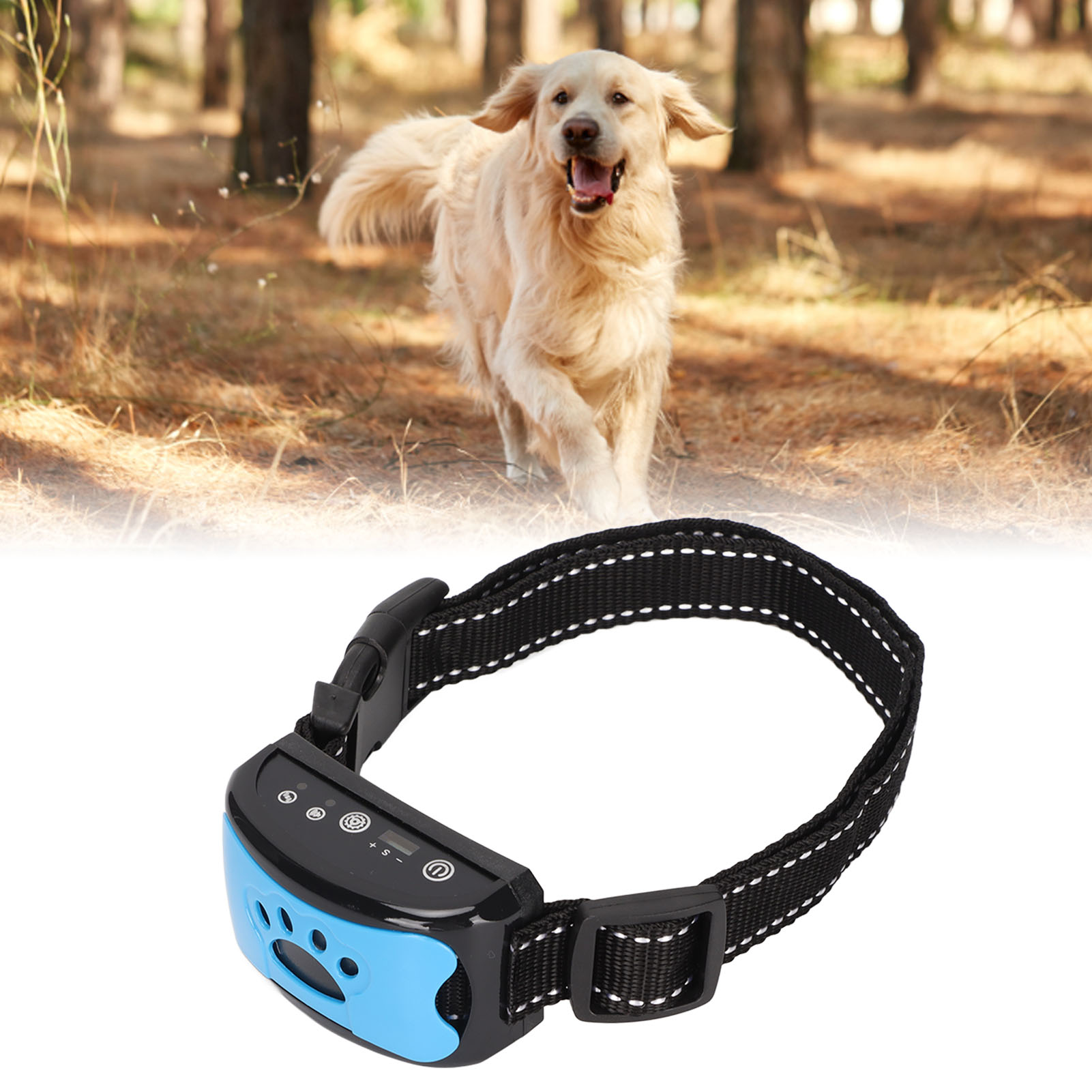 Dog Bark Collar 2 Modes Rechargeable Waterproof Auto Lock Humanized Adjustable Dog Bark Stopper Collar for Dogs
