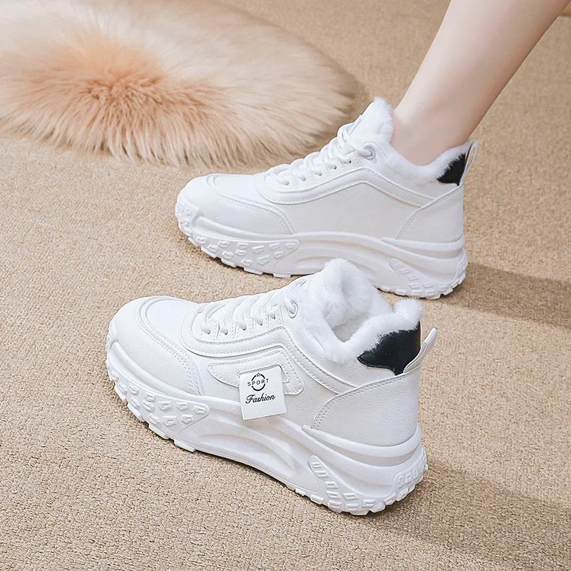 Platform Women New Ladies Lace Up Casual Sneakers Ankle Boots Running for Woman Warm Cotton Shoes 51f3