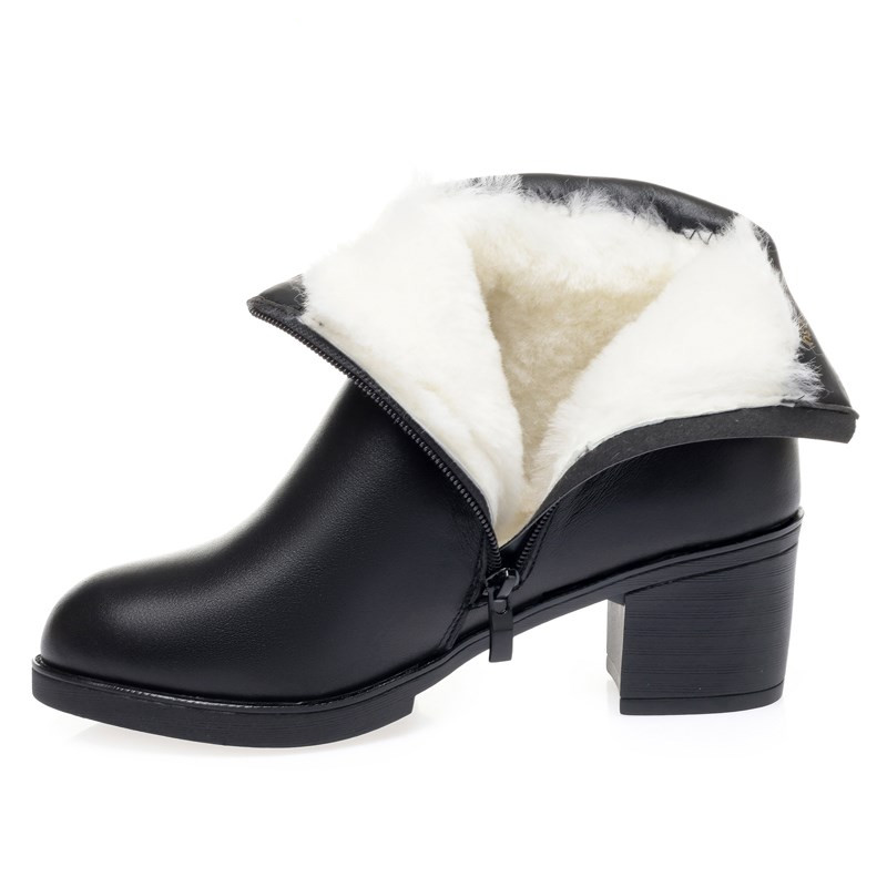AIYUQI Women Winter Boots Non-slip 2024 Genuine Leather Fashion Wool Warm Women Ankle Boots Large Size High Heels Shoes Boots