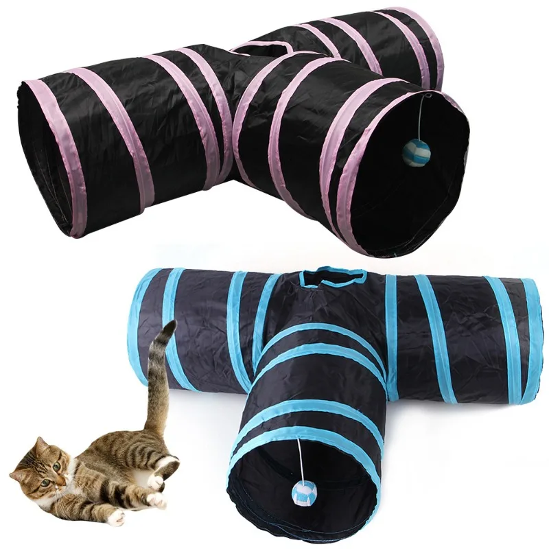 Bunny Tunnels & Tubes Collapsible 3 Way Bunny Hideout Small Animal Activity Tunnel Toys for Dwarf Rabbits Bunny Guinea Pigs