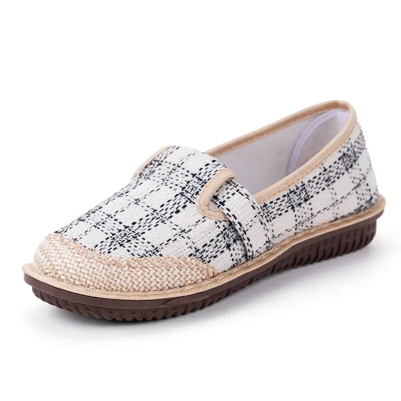 Flat Sole Women Shoes Autumn New Woven Plaid Casual Shoes for Women Comfort Breathable Soft Sole Shoes Zapatos De Mujer 2024