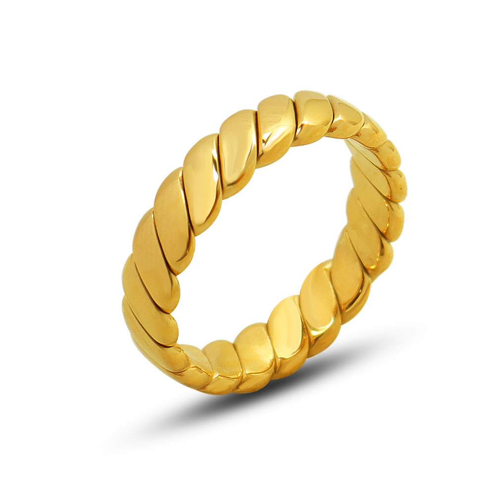 Steel Gold Stainless Twist Braid Rings - Designer Jewelry for Men & Women 4