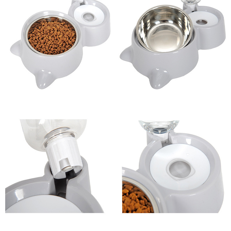 New 2-in-1 Dispenser Automatic Water Storage Dog Cat Bowl Food Container with Pet Waterer Feeder