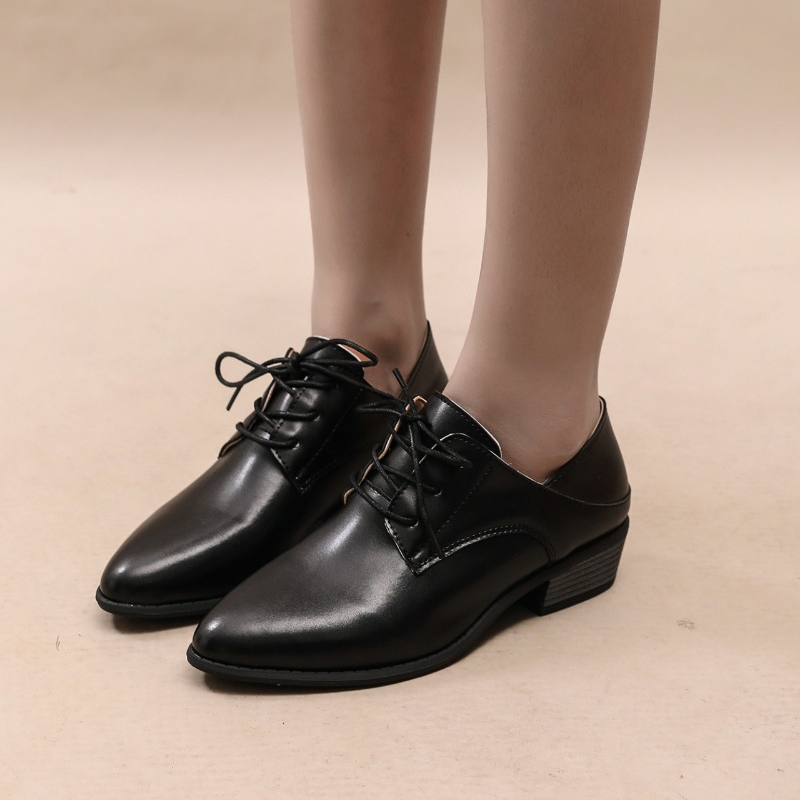 2025 new Girl's Children British Solid Hook-loop Quality Leather Soft Sole Non-slip Princess Single Shoes Size 21-30 b25e