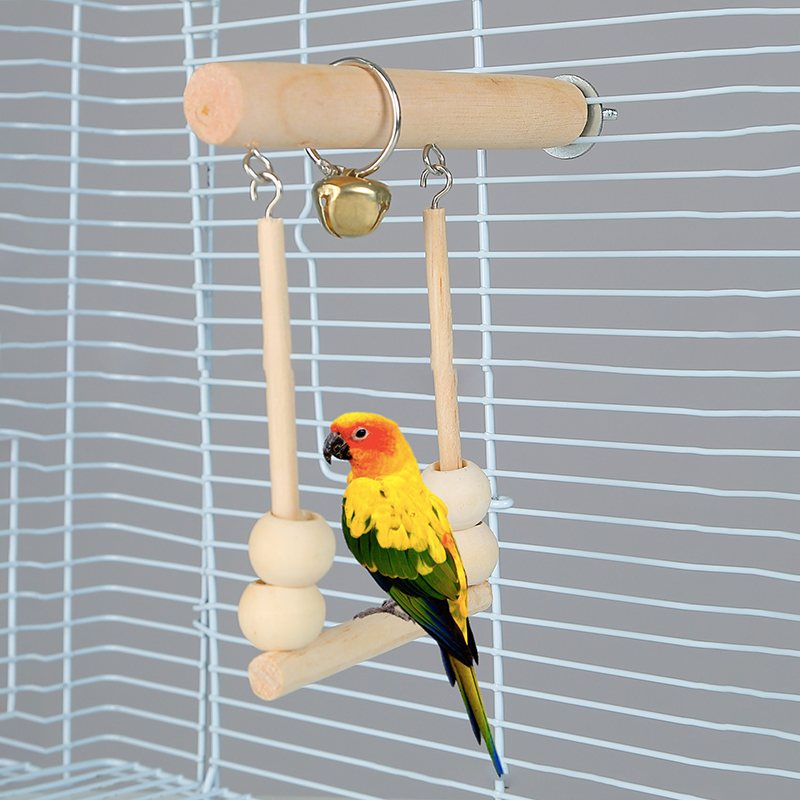 Bird Swing Toys Wooden Parrot Perch Stand Playstand Exercise Climbing Playstand Hanging Ladder Bridge Pet Parrot Hammock