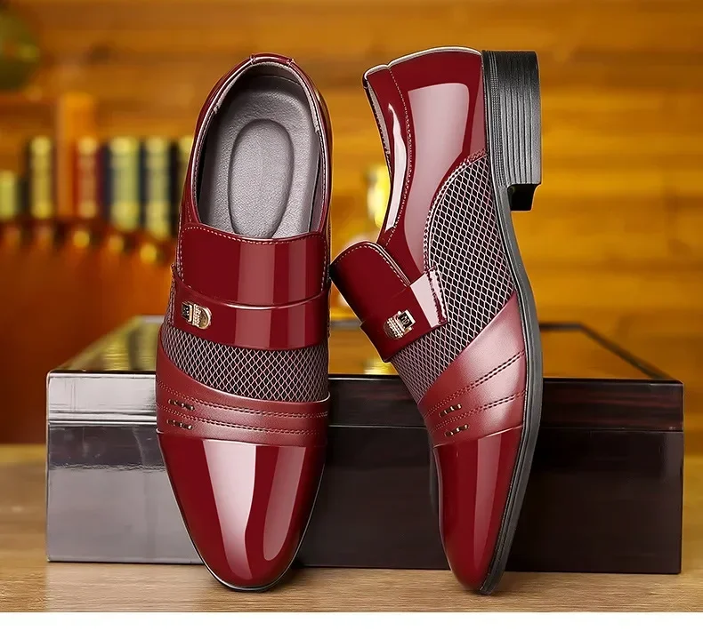 Men's Leather Formal Shoes, Black Pointed Toe Loafers, Office & Party Shoes hot for Men