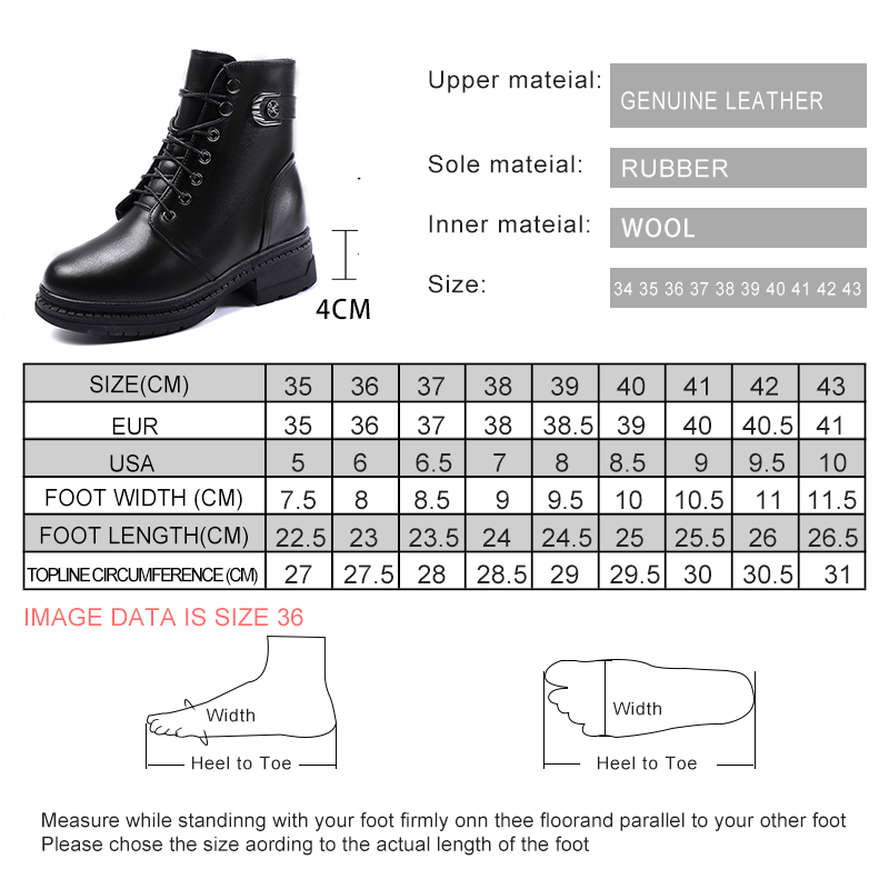 AIYUQI Women Winter Boots Natural Wool Genuine Leather Short Boots Women Platform Large Size Women Motorcycle Boots