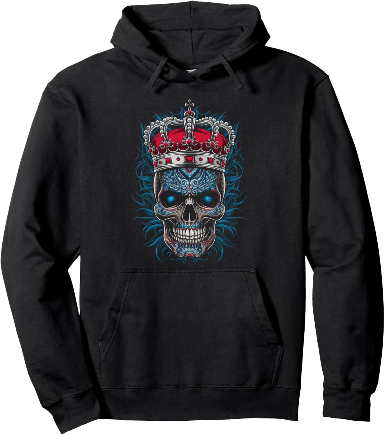 Halloween Hoodie for Mens Womens King Crowned Skull Design Graphic Tees Pullover Hoodie Graphic Pullover Long Sleeve