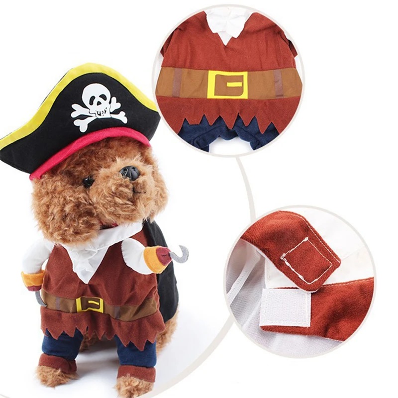 Dog Cat Funny Cosplay Clothes For Small Medium Dogs Cats Creative Novelty Halloween Pirate Costume French Bulldog Jacket Coat