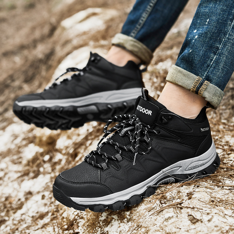 Men's Hiking Shoes Outdoor Spring and Autumn Oversized Hiking Shoes High Top Travel Shoes Anti Slip Running City Sports Shoes,