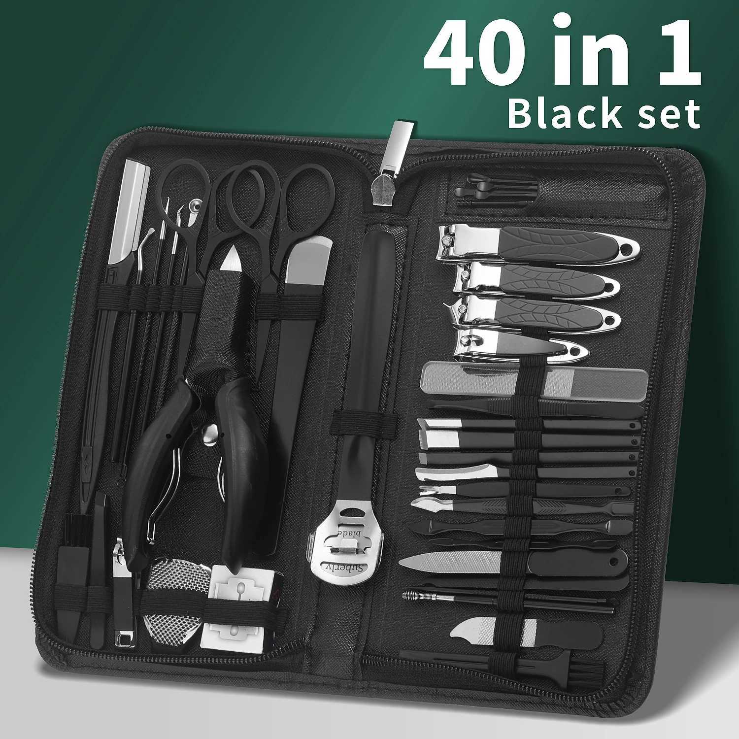 9/40 Piece in 1BlackManicure Set Pedicure Tools Set Nail Grooming Kit for Women Mens Nail Manicure Kit Foot Hand Care Kit NaXJ240903