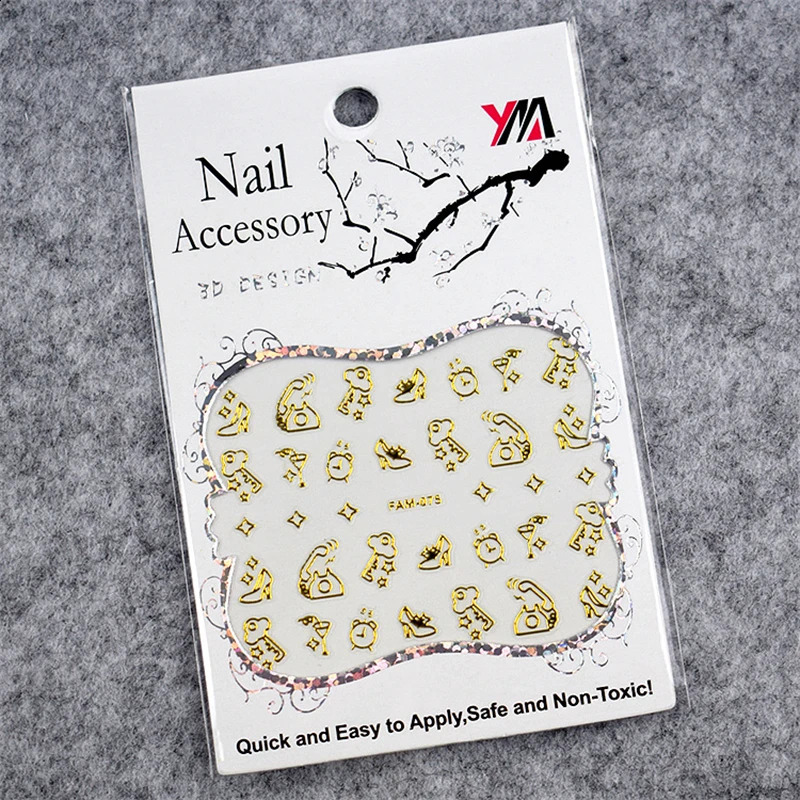 Waterproof and durable nail stickers 3D animal and plant stickers ink nail stickers butterfly star pattern nail stickers 240903