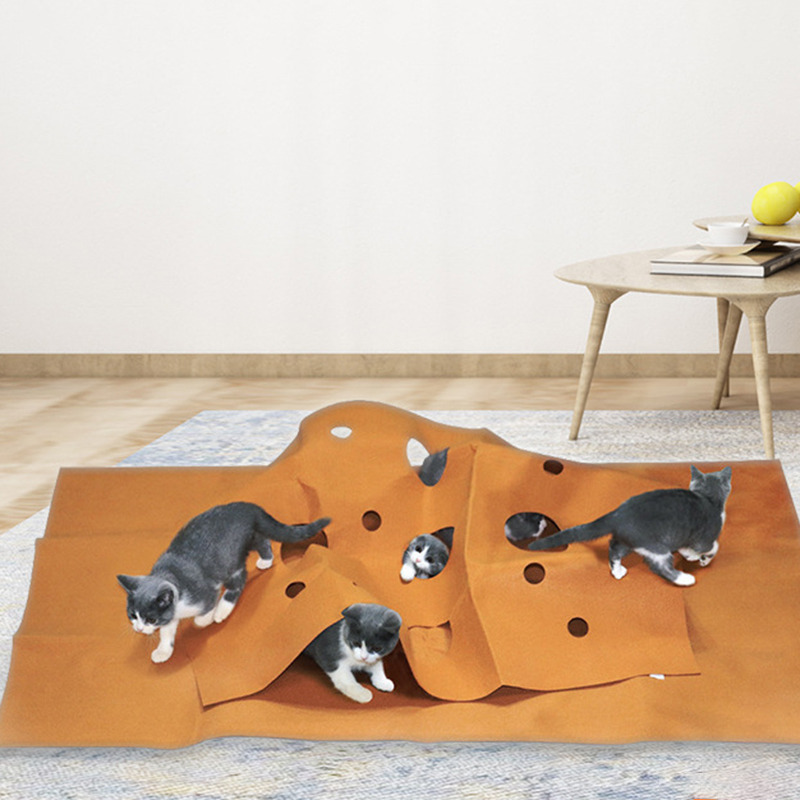 Cat Tunnel Jump Cat Agility Training Mat Maze Toys Kitten Activity Playing Felt Cushion Indoor Training Bite Pad Pet Supplies