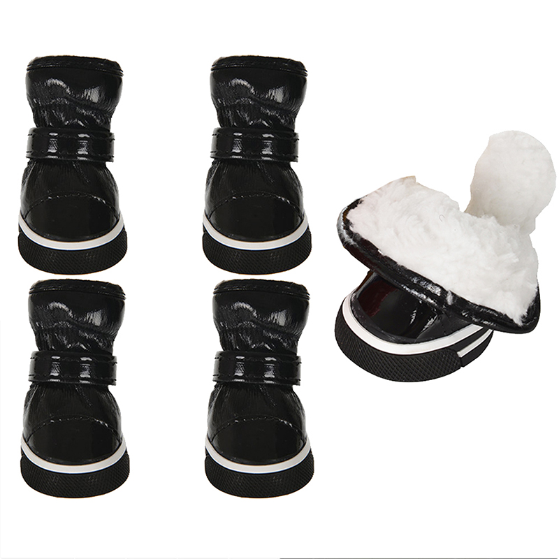 4Pcs/set Pet Shoes Winter Warm Waterproof Slip Fleece Dog Snow Boots for Dogs Puppy Rain Footwear Accessories Chihuahua Bulldog