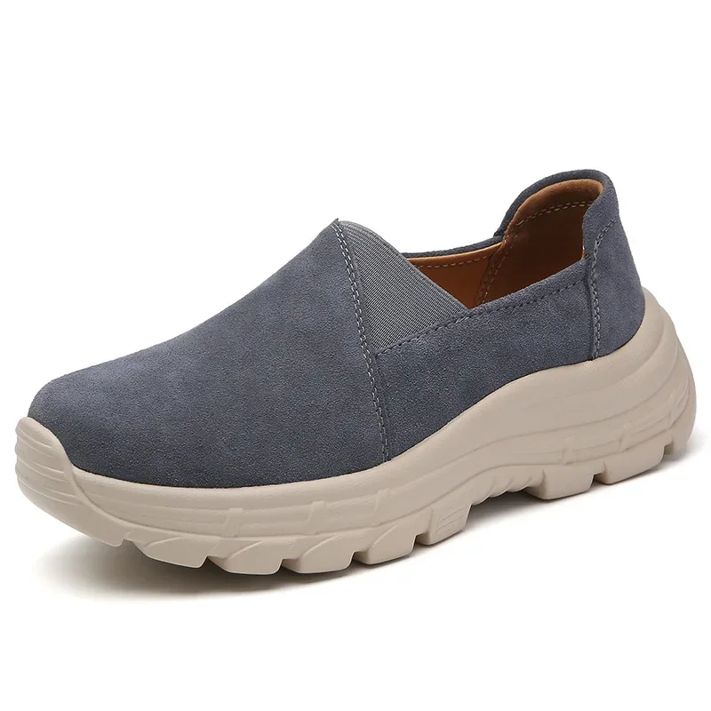 Fashion Wedge Chunky Sneakers Women Frosted Suede Shoes Female Swing Platform Shoes Plus Size Casual Slip on Shoes 2024