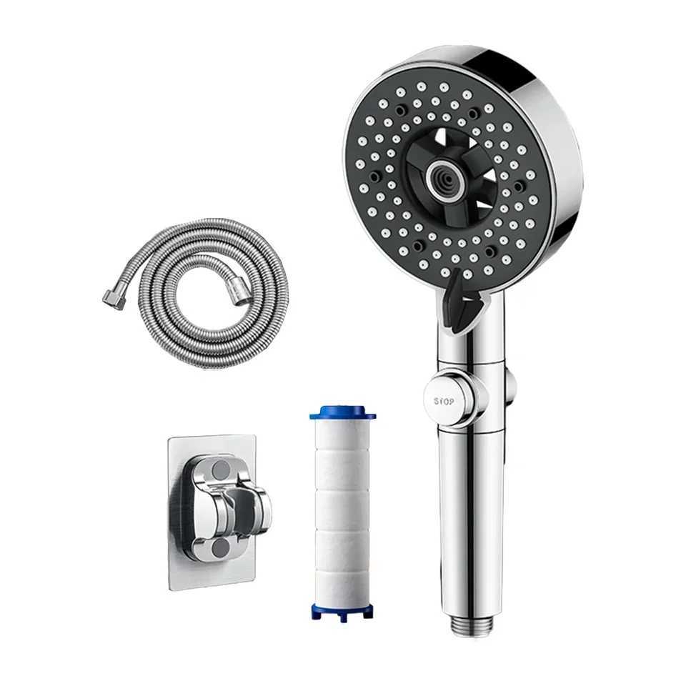 Chrome 5-Mode High-Pressure Shower Head Set w/ 1.5m Hose and Bracket