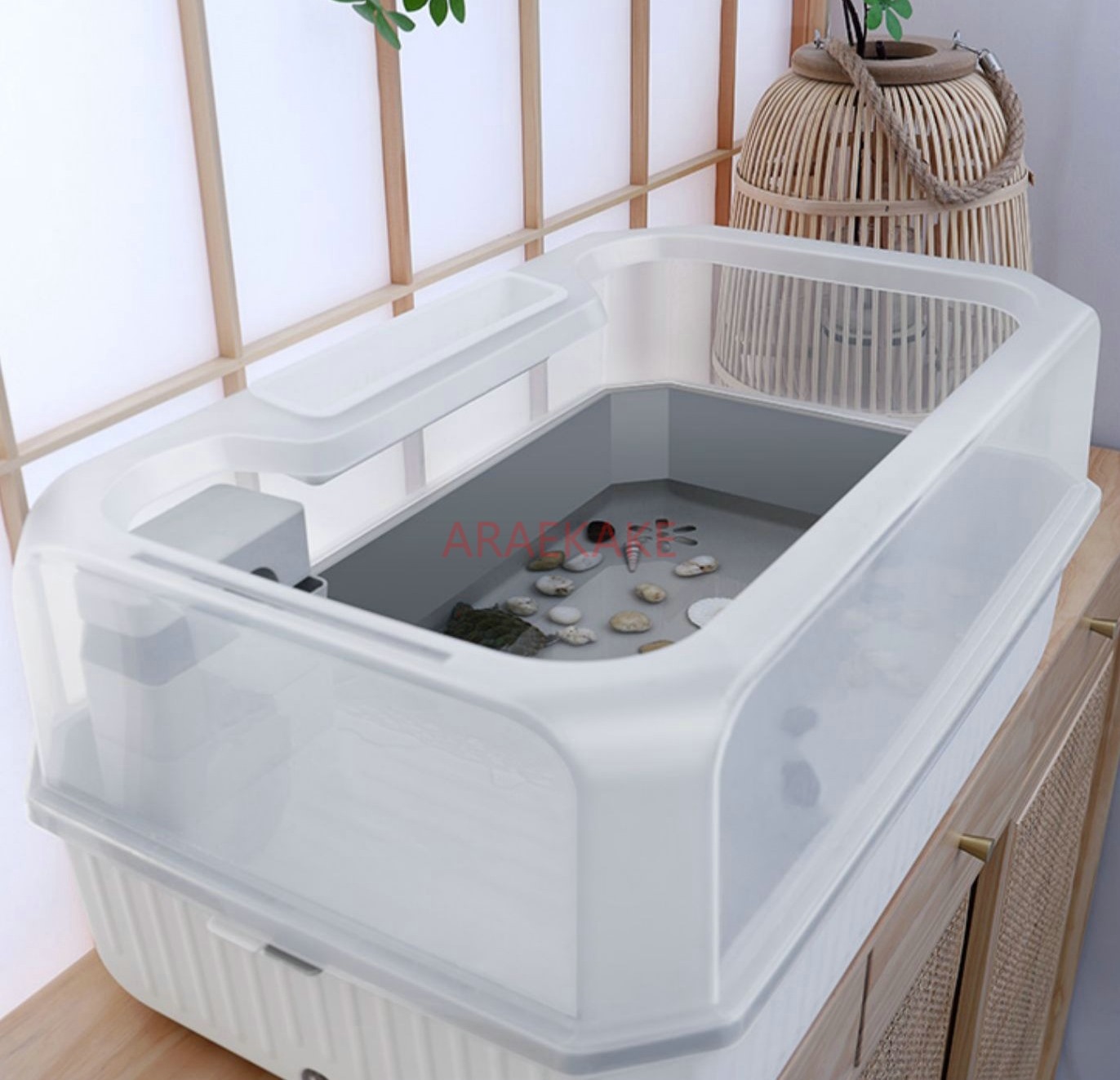 Turtle tank, a large family villa with a sun drying platform, climbing platform, and landscaping special tank, ecological tank