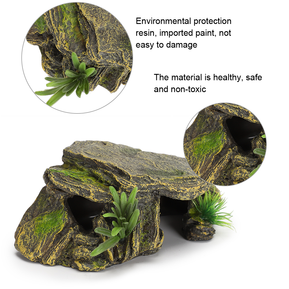 Turtle Reptile Habitat Hiding Caves Aquarium Fish Tank Amphibious Vivid Safe Shelters