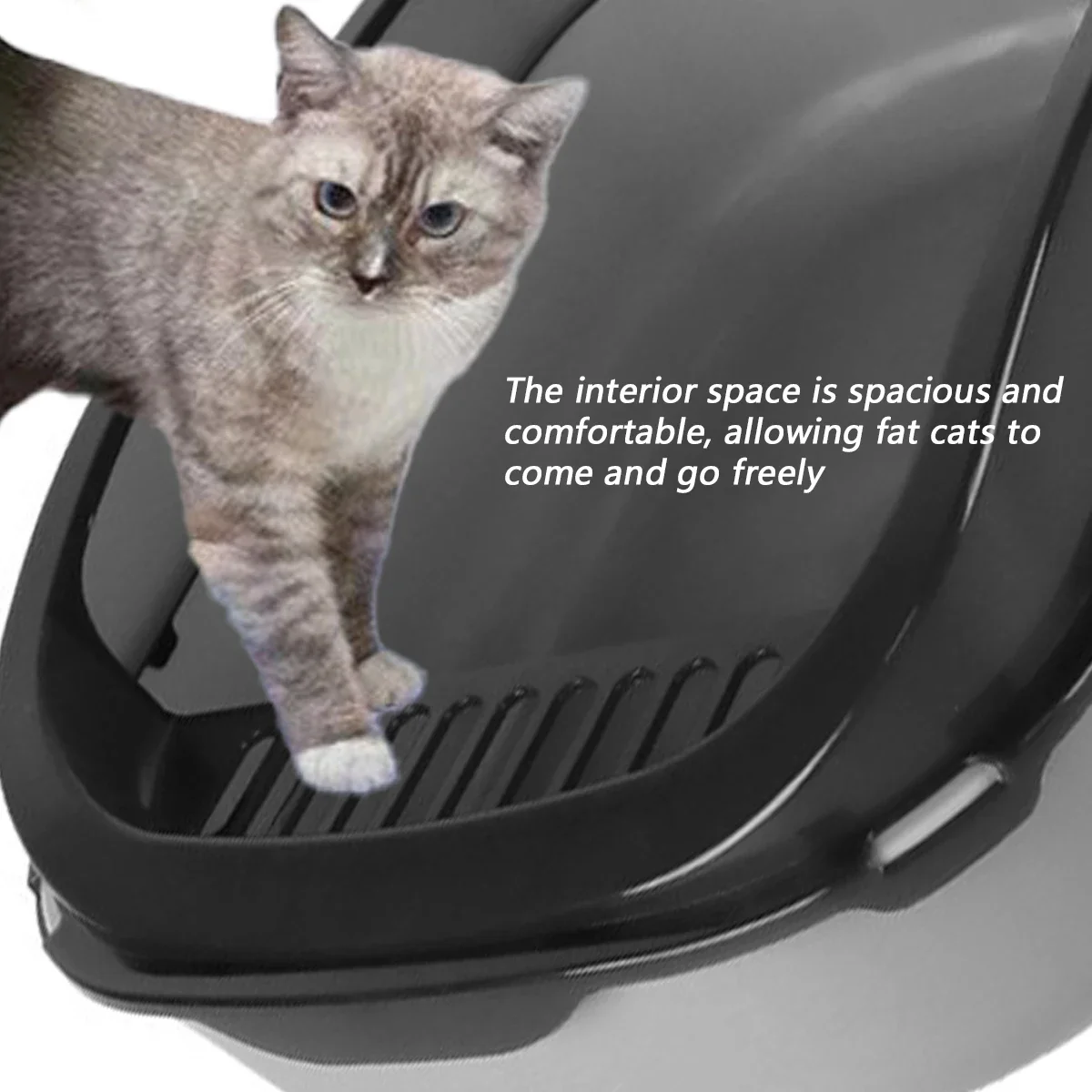 Litter Box Thickened Cat Toilet Semi-enclosed Plastic High Side Splash-proof Cat Toilet Bedpan Complimentary Cleaning Supplies