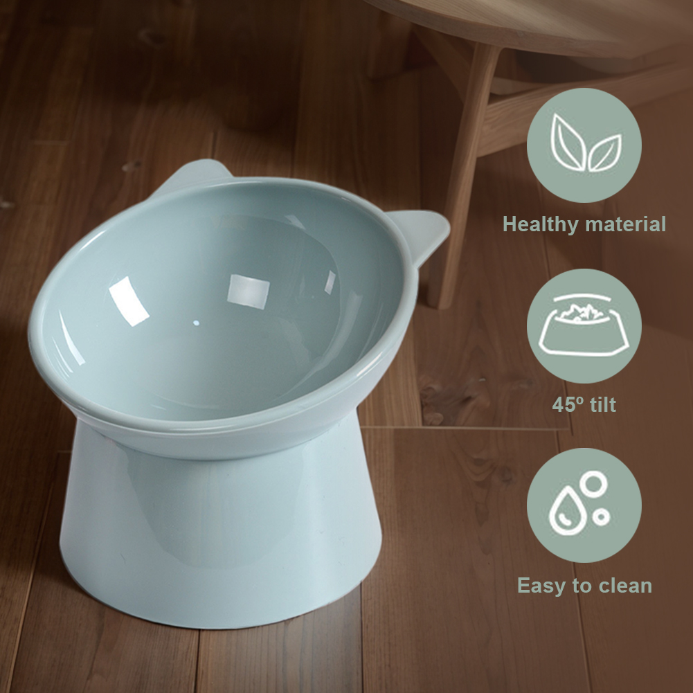 Tilted Cat Food Bowl Cat Food Dish Ergonomic Raised Cat Food Bowl Anti Vomiting Plastic Feeding Bowl for Flat- Faced Cats