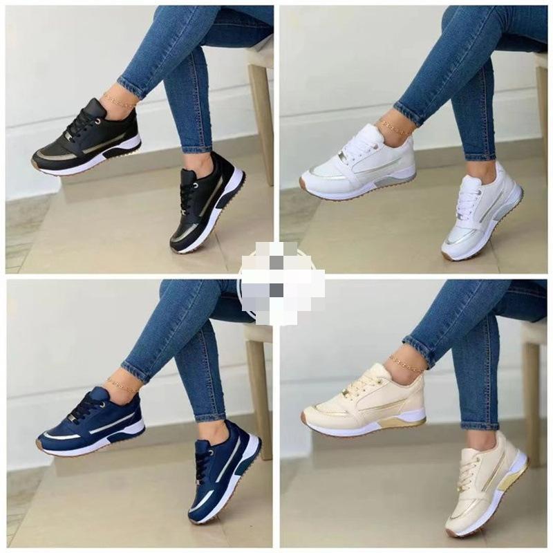 2025 new on Ladies Sale Fashion Round Toe Flat Platform Caual Mixed Colors Lace Up Sneakers Outdoor Running Women's Shoes 6051 Fashi