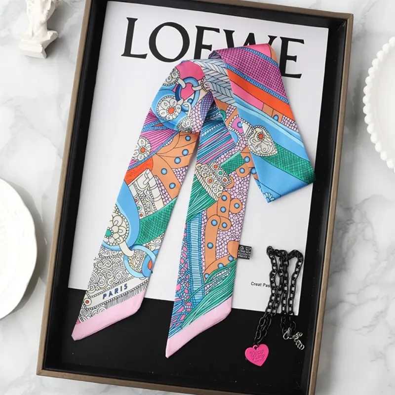 2024 Korean Fashion New Womens Twill Decorative Ribbon Small Scarf Binding Bag Handle Ribbon Hair Band Small Scarf Headband Y240903