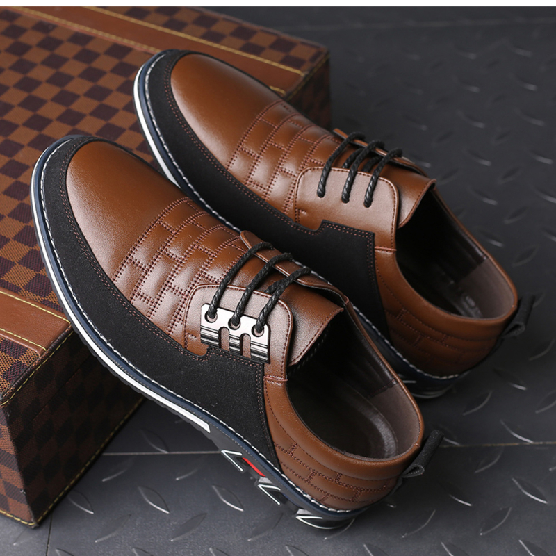Men's casual shoes lace up round toe sports shoes Italian men's leather men's social shoes free shipping elegant men's shoes