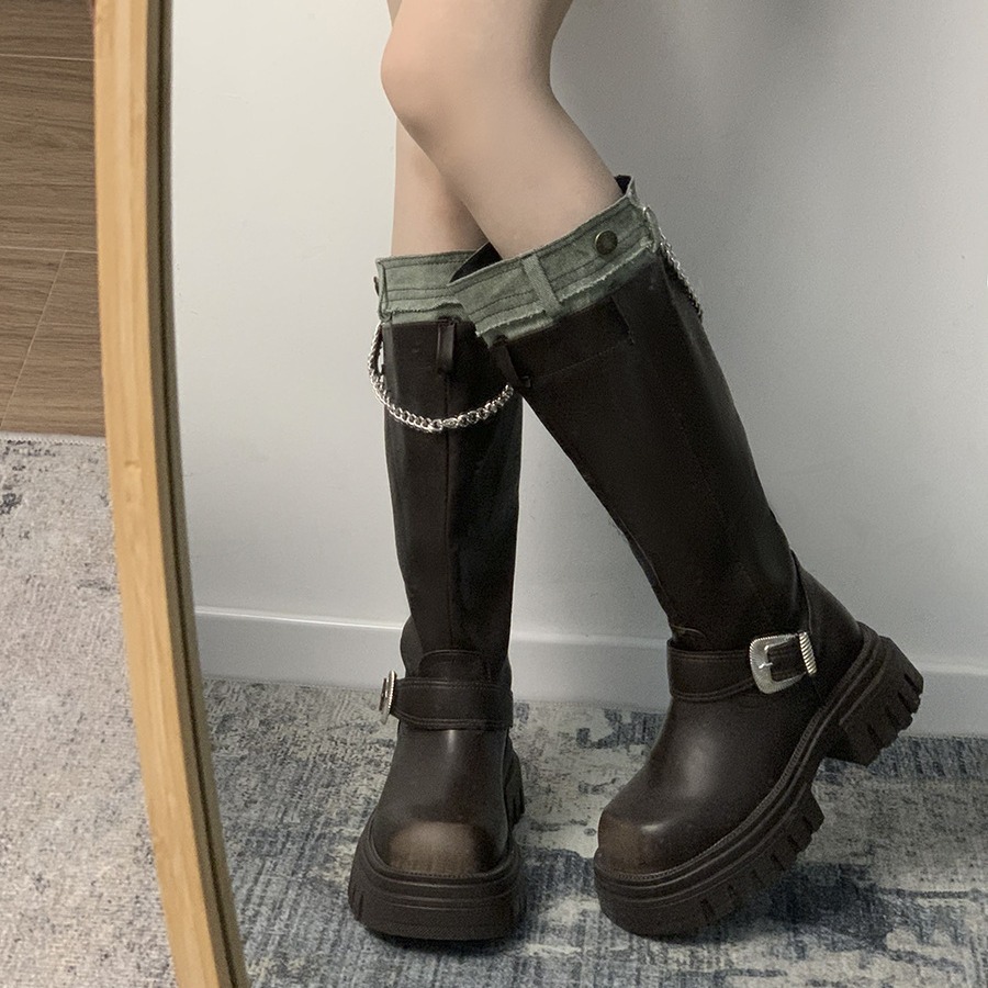 Women Winter Platform Long Boot Fashion Back Zippers Ladies Knee-High Boots Shoes Female Elegant Thick Bottom Footwear 308e s