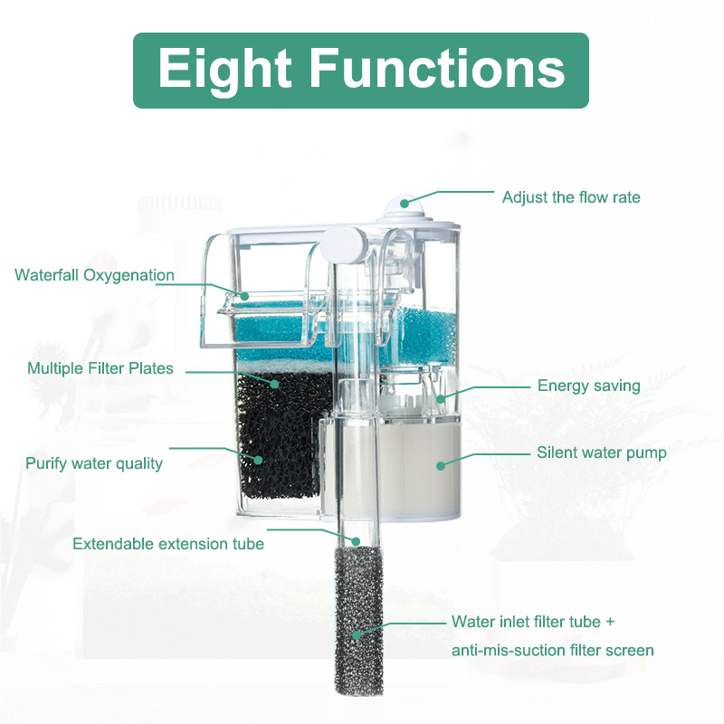 Waterfall Hang on External Oxygen Pump Water Filter Pure Water Quality for Small Fish Tank Aquarium Fish Tank Round Fish Tank