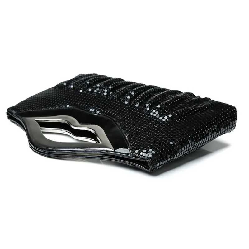 Ladiess Evening Clutch Purse and Handbag Luxury Designer Black Gold Silver Bag Sequin Shoulder Female Wedding 240903