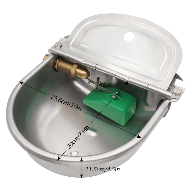 Stainless Steel Cow Drinker Bowl With Copper Valve Automatic Float Ball Farming Trough Horse Cattle Water Bowl With Drain Hole