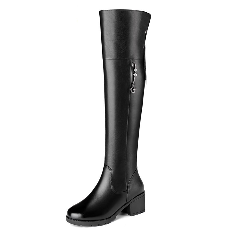 AIYUQI Womens Knee High Boots Winter 2024 Genuine Leather Women Long Boots Stylish Warm Wool Whiny Women High Boots