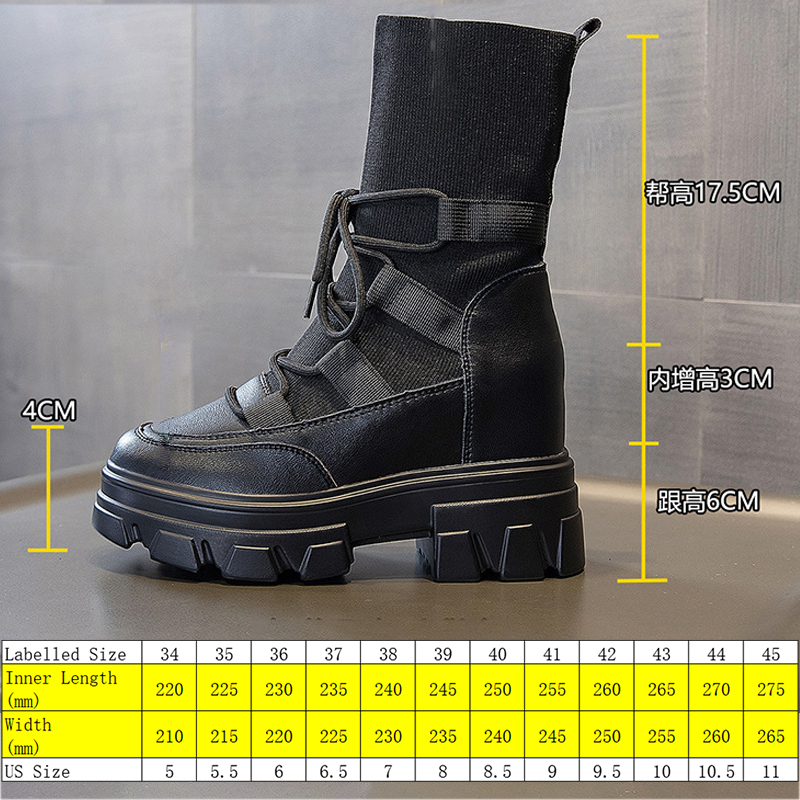 Fujin 8cm Thread Weave Synthetic Genuine Leather Snow Ankle Booties Platform Wedge Women Warm Autumn Winter Shoes Plush Boots