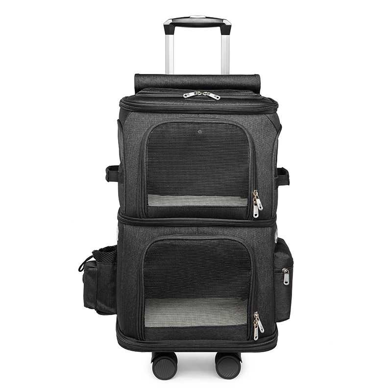 2023 Manufacturer Detachable Portable Travel Pet Carrier with Wheels For 2 Cats