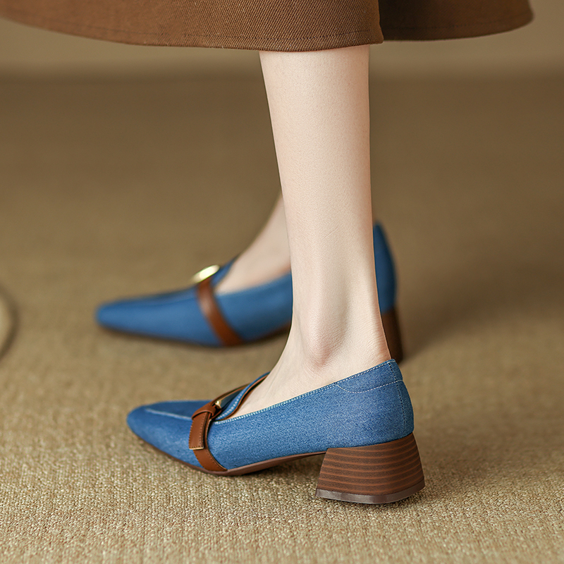 Designer Loafers Square Toe Fashion Shallow Slip on Cowboy Women Soft Sole Low Heel Ladies Casual Shoes