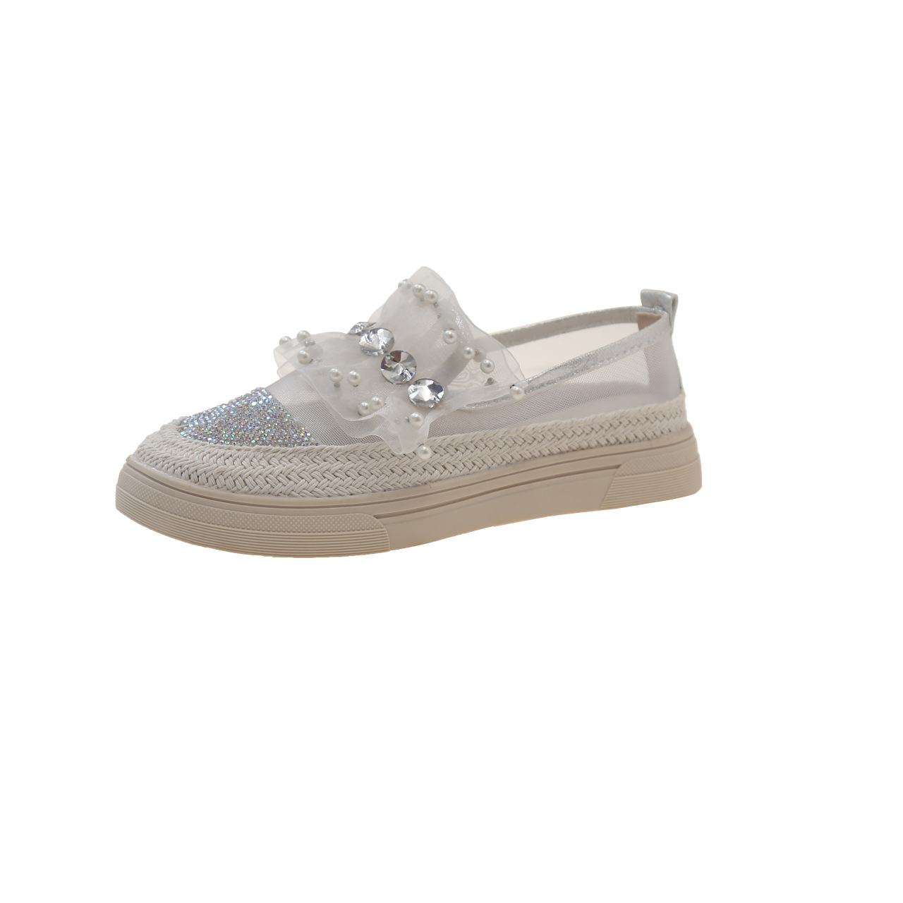 Women's Korean version versatile flat bottomed one foot fisherman shoes with mesh breathable single shoes
