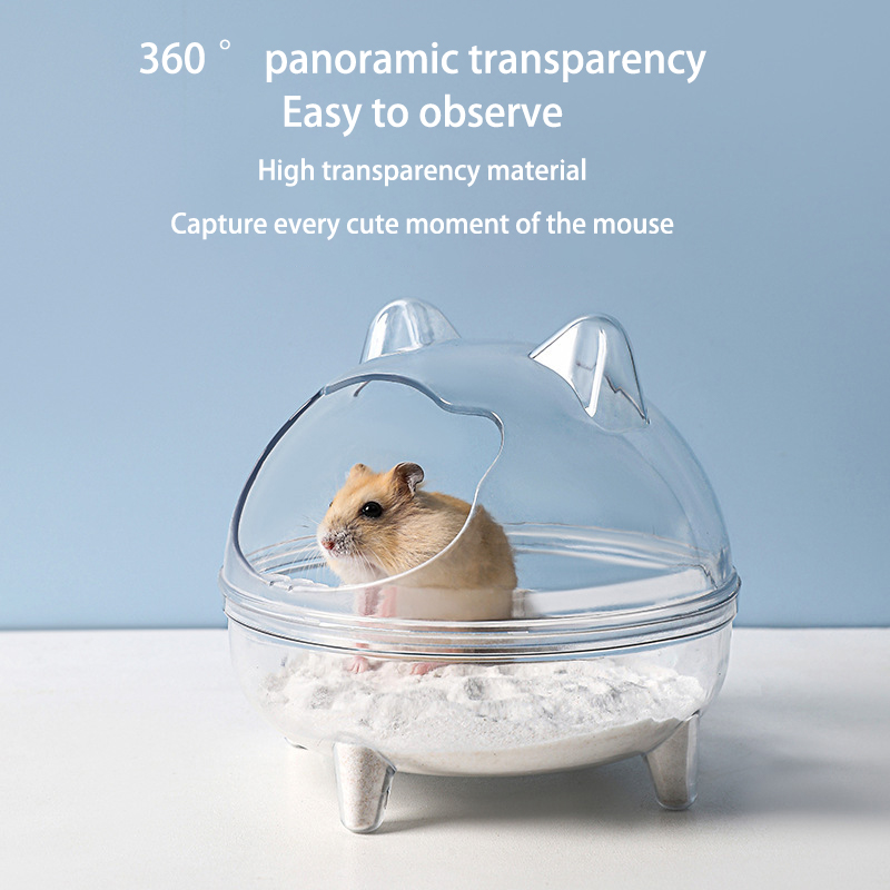 Hamster Transparent Bathroom Small Pet Sand Bath Cage Large Capacity Prevent Splash Bathing Transparent Shower Room Accessories