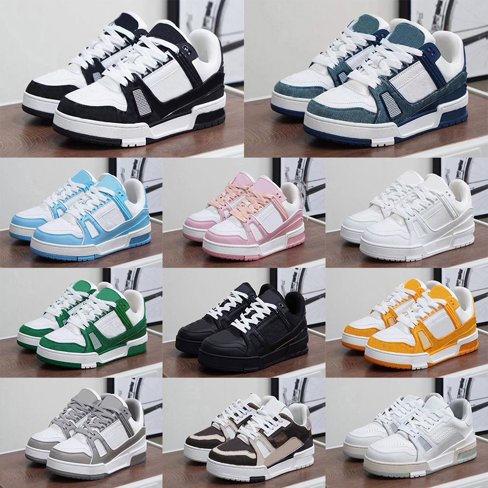 2025 Designer shoes Embossed Shoes sneaker trainers Casual shoes denim canvas leather white green redblue letter fashion platform mens womens low trainers