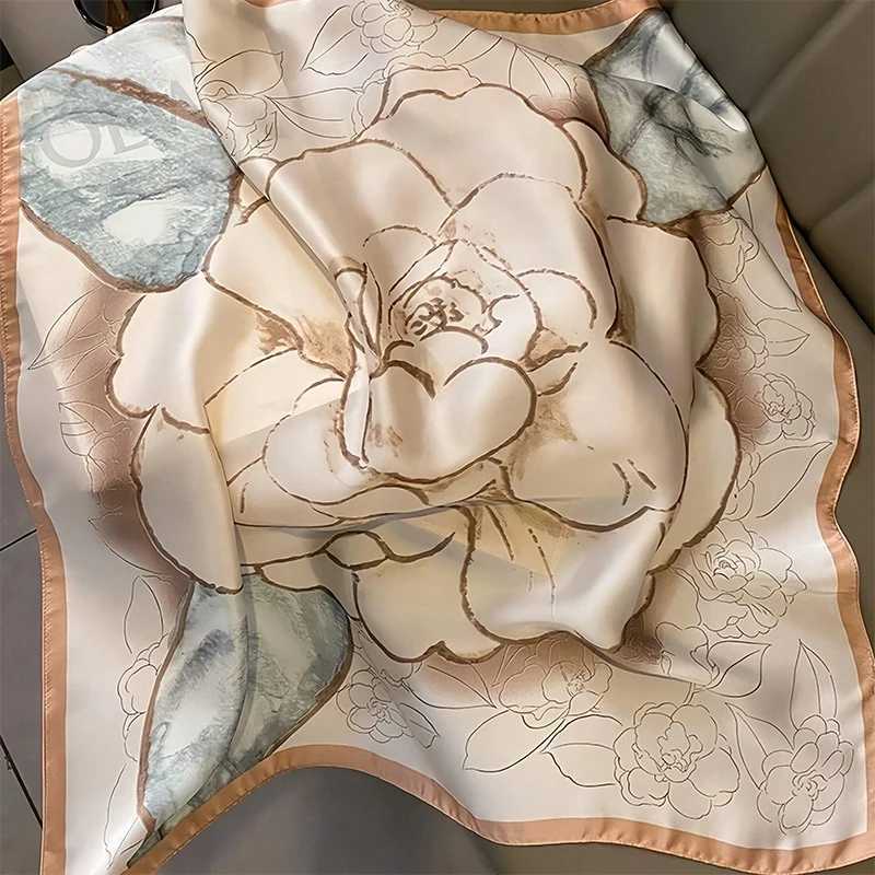 Design a fashionable printed satin silk scarf for handbags wrist bags womens scarves shawl collars and luxurious felt in 2024 X250319