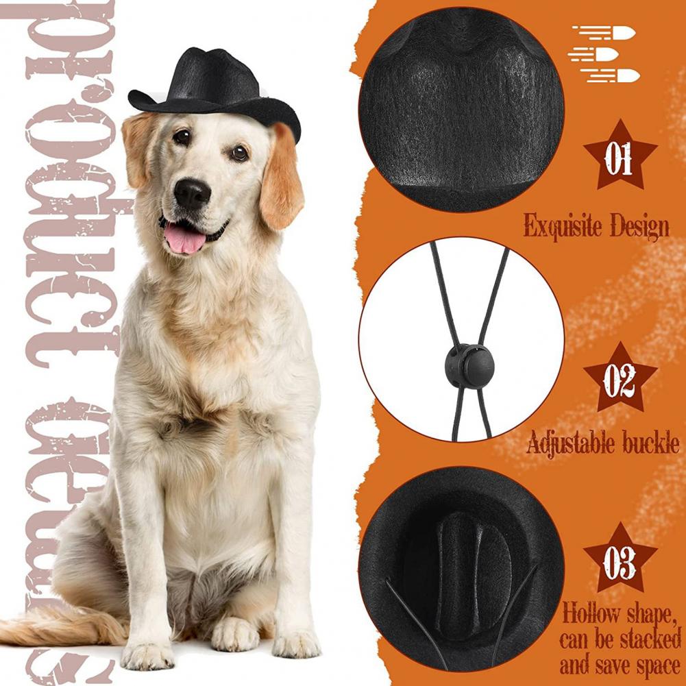 Western Style Pet Hat Pet Photo Prop Adjustable Western Style Pet Cowboy Hat for Dogs Cats Fashionable Cosplay Outfit for Pets