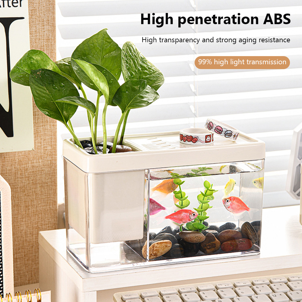 Betta Fish Tank Desktop Small Fish Tank With Top Breathable Hole Design Smooth Edges Large Opening Aquarium Starter Kits