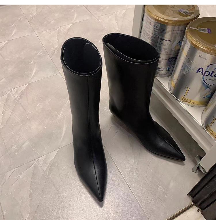 High Leather 2023Women New Female Pointed Thin Heel Ladies Ankle Short Boots Botas De Mujer a207